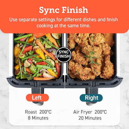 COSORI Dual Air Fryer, 8.5L Family Size, 8-In-1, Air Fry, Roast, Bake, Reheat, Dehydrate, Grill
